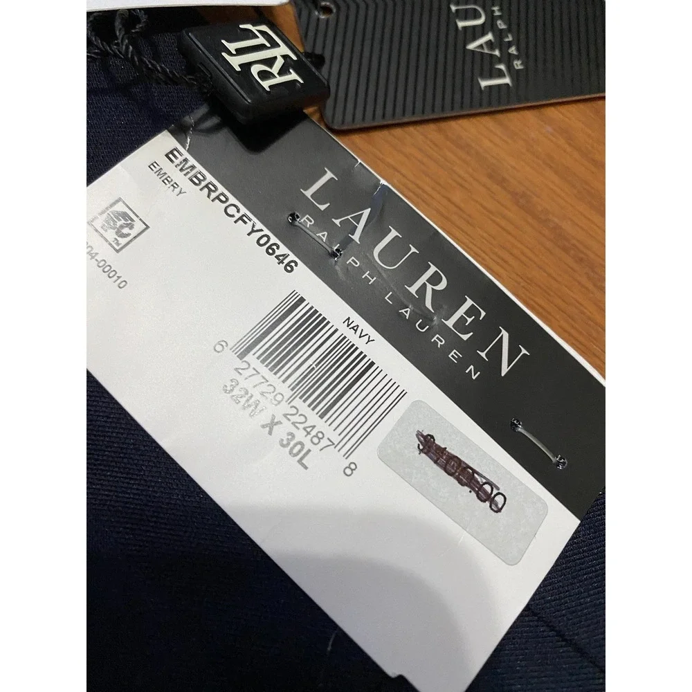 NWT Lauren Ralph Lauren Dress Pants 32x30 Navy Blue Straight Fit Ultraflex $100